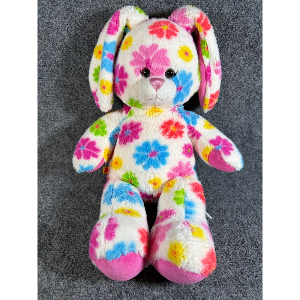 Build A Bear Retro Floral Bunny Plush Multi Color Flower 2012 Retired 17in